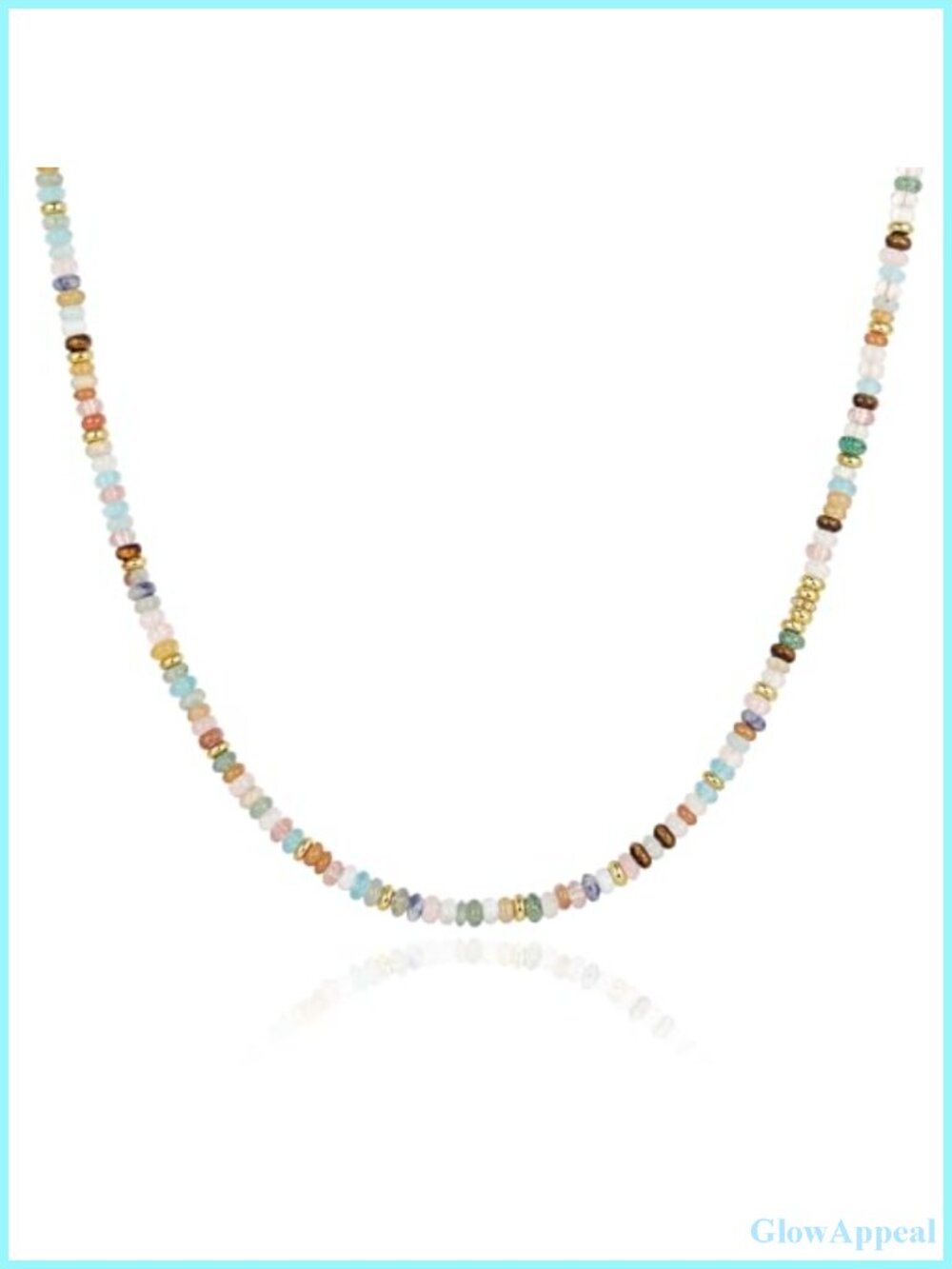 Boho Natural Gemstone Beaded Choker Necklace Adjustable 14K Gold Plated